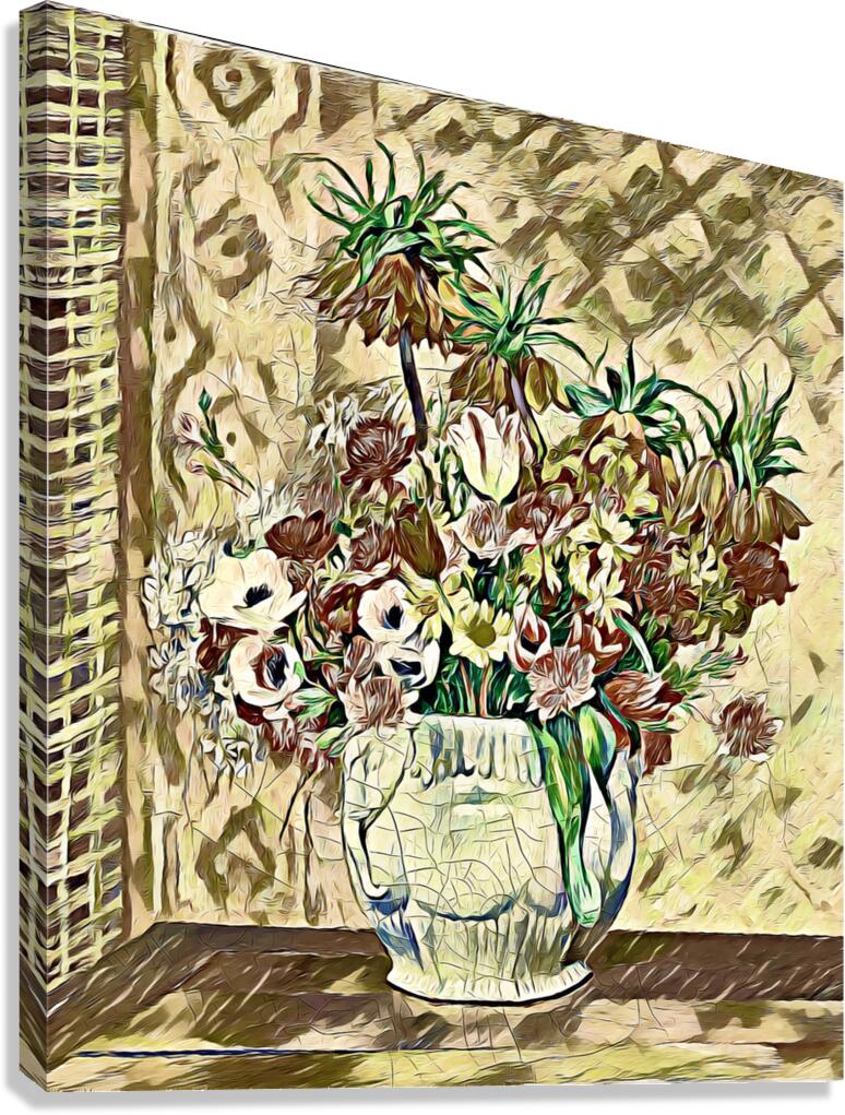 Still Life Flowers 1885 ink  Canvas Print
