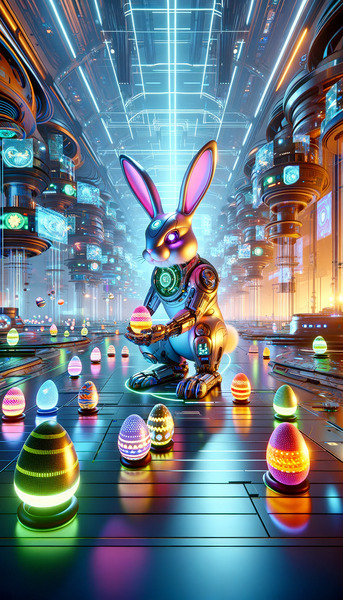 Robotic Easter Bunny Print