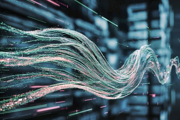 Abstract digital wave of particles by Iremia Tudor