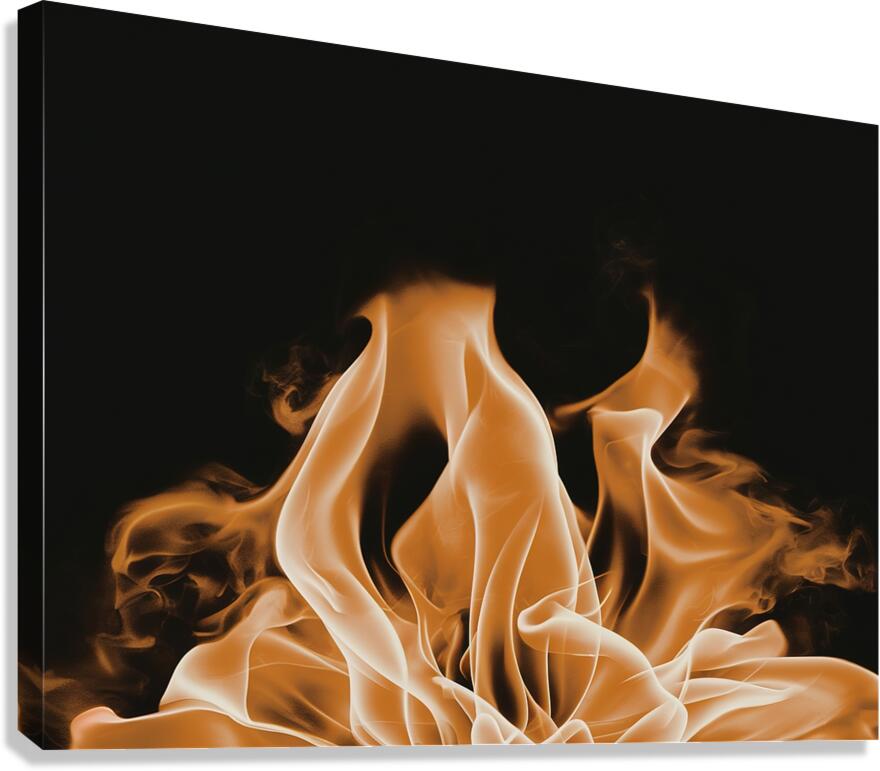 large orange flame on a black background Canvas Print