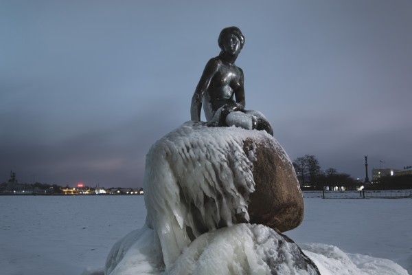 Frozen statue of The Little Mermaid Print