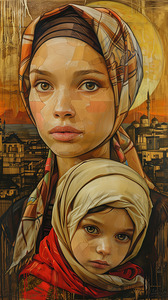 1  Painting of a Palestinian woman holding her 52