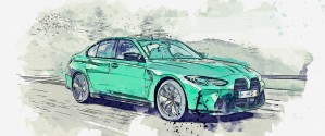 2021 BMW M3 Competition 2    Watercolor ca 2020 by Ahmet Asar