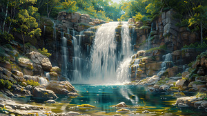 A breathtaking vista of a cascading waterfall f 2