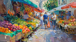 A vibrant market scene bustling with activity w f 1717667366.6285