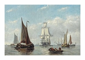 Dutch School 19th Century Ships on a calm