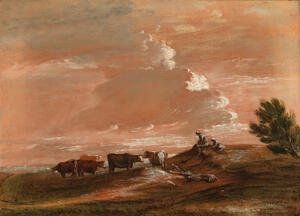 English School 19th Century Cattle resting in a l