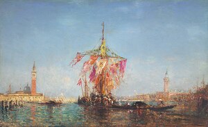Felix Ziem French 1821 1911 Bateau pavoise sur