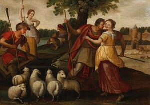 Flemish School late 16th Century Jacob and Rachel