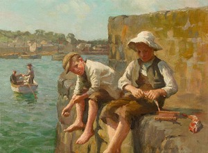 HAROLD HARVEY 1874 1941 CATCHING GURNARD 1908