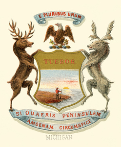 Michigan state coat of arms illustrated 1876