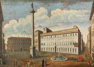 Roman School 18th Century Piazza Colonna