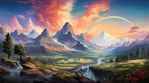 mountain range rainbow colorful hot spring afte 8