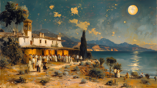 A Night of Revelry Illustrate a lively scene of d 1717467524.4635 Print