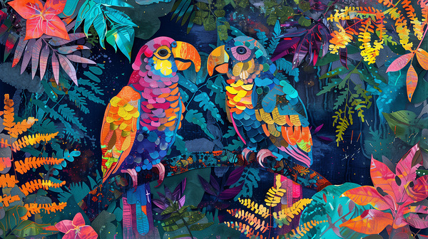 A painting in the style of imitation batik psyc 0 1717467594.5503 Print