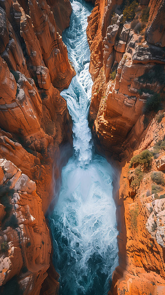 Aerial view of the earths canyon with a huge wa 9 Print