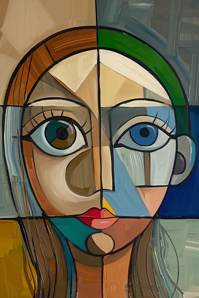 Art abstract  portrait oil painting    chaos 22 d Print