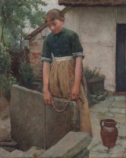 EDWIN HARRIS 1855 1906 THE DRAW WELL 1886 Print