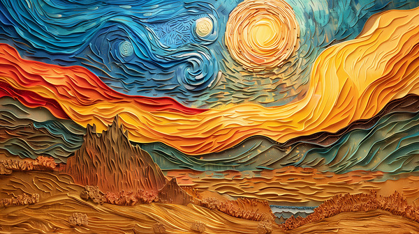 a mesmerizing landscape textured three dimensio d Print