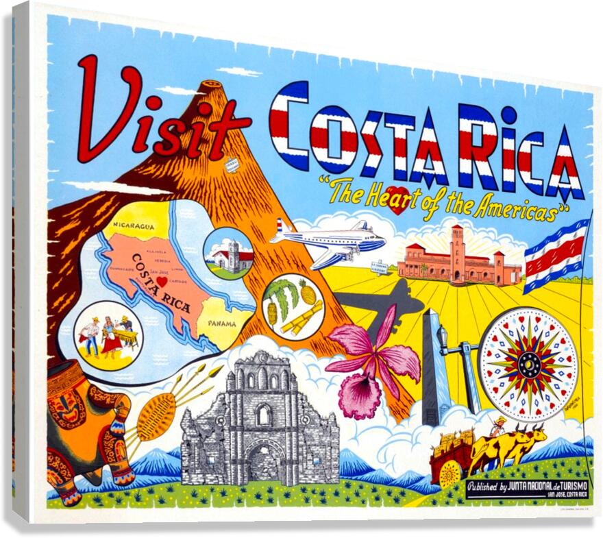 BARRENECHEA.  Visit Costa Rica The Heart of the A Canvas Print