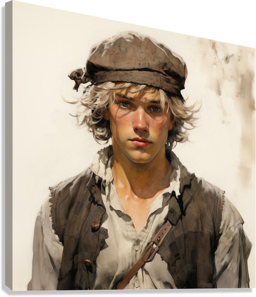 A color illustration of a young man blonde hair 5 Canvas Print