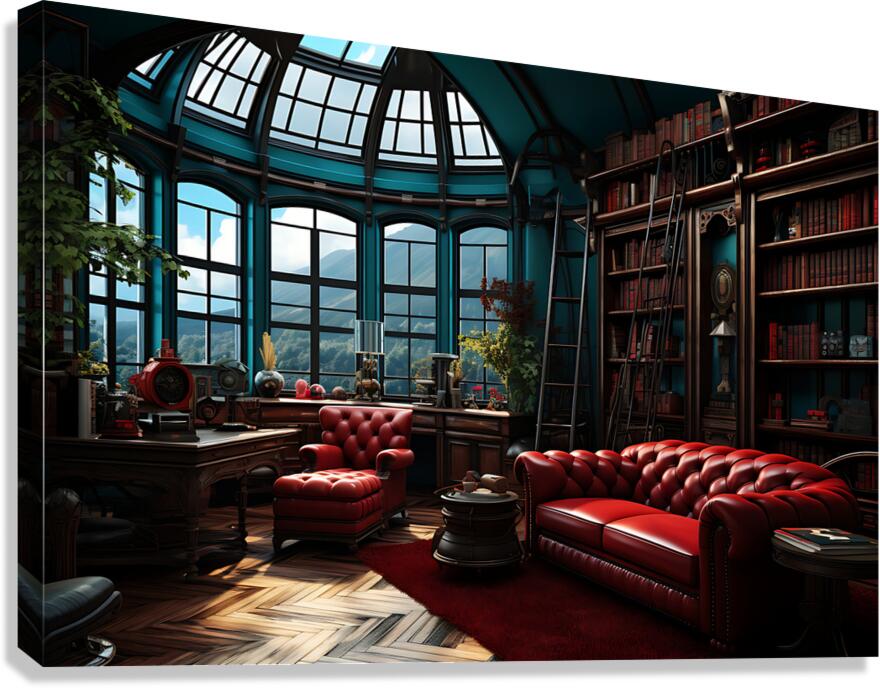 1 teal and red studyroom of teal and red villas 5 Canvas Print