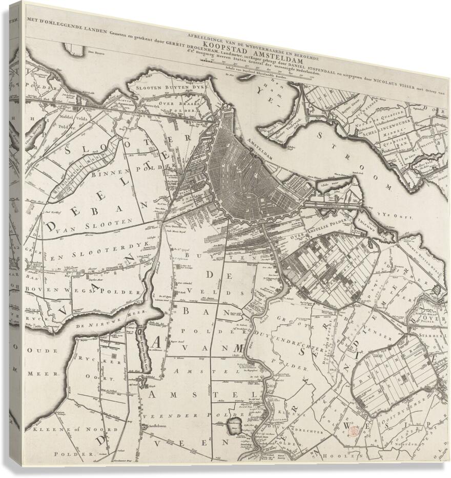 Kaart van Amsterdam en omliggende gebieden Danie Canvas Print