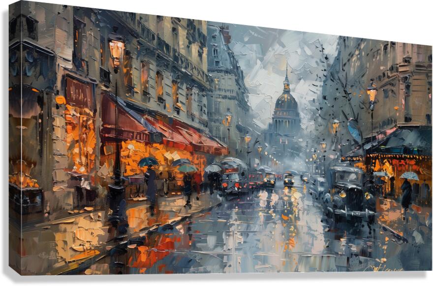 A captivating depiction of a bustling Parisian  d Canvas Print