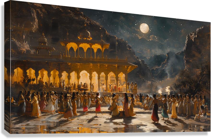 A Night of Revelry Illustrate a lively scene of c Canvas Print