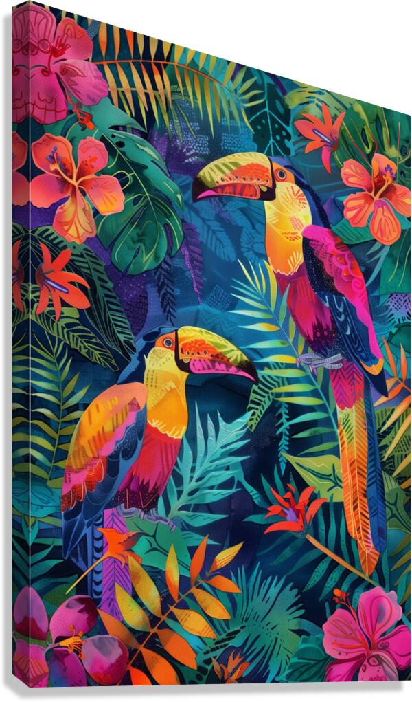 A painting in the style of imitation batik psyc d 1717467630.8498 Canvas Print