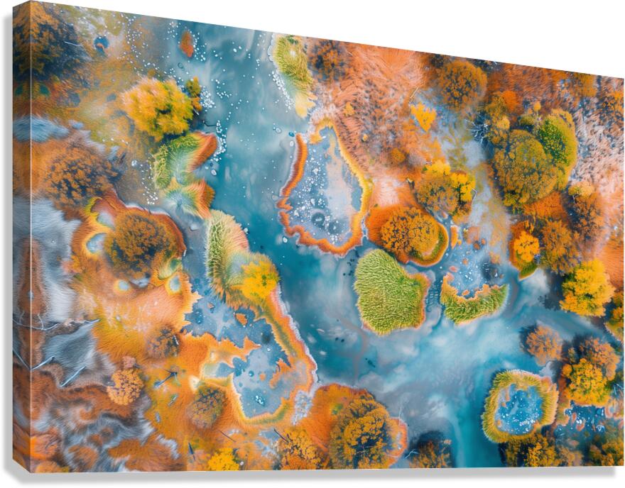 Aerial View of Multicolored autumn in wetlands  2 Canvas Print