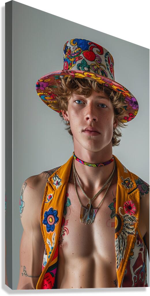 a young man in his early 20s blond hair blue ey a Canvas Print