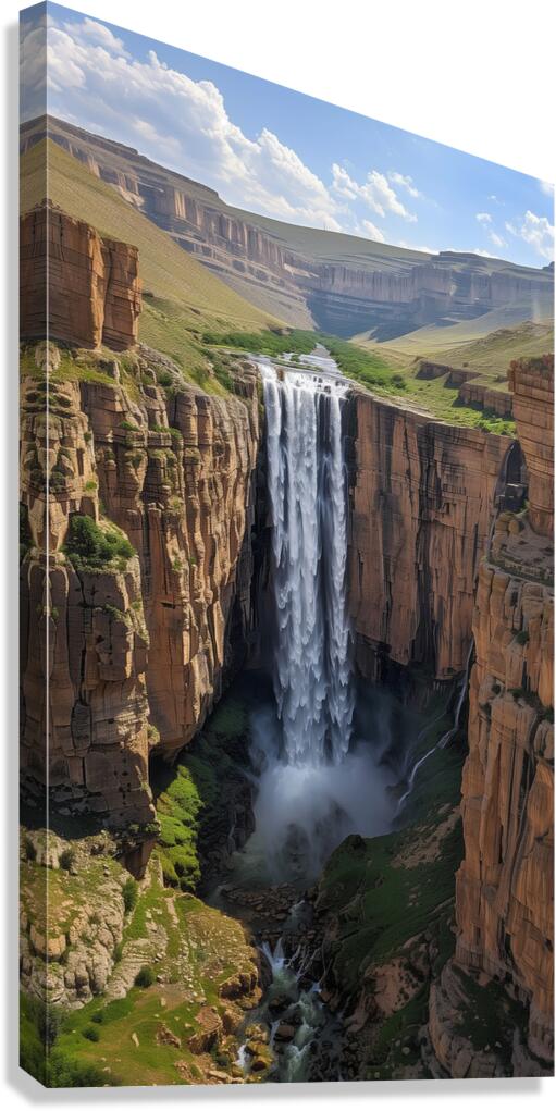 Aerial view of the earths canyon with a huge wa b Canvas Print