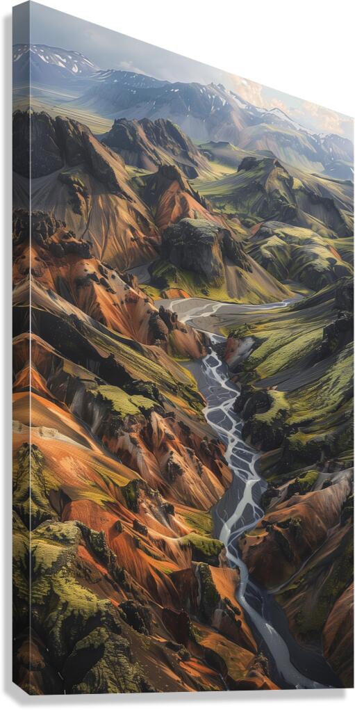 An aerial view of the majestic Icelandic landsc 4 Canvas Print
