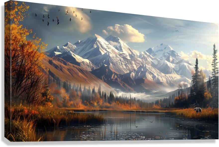 An Alaskas dreamlike Denali mountain scene with a Canvas Print
