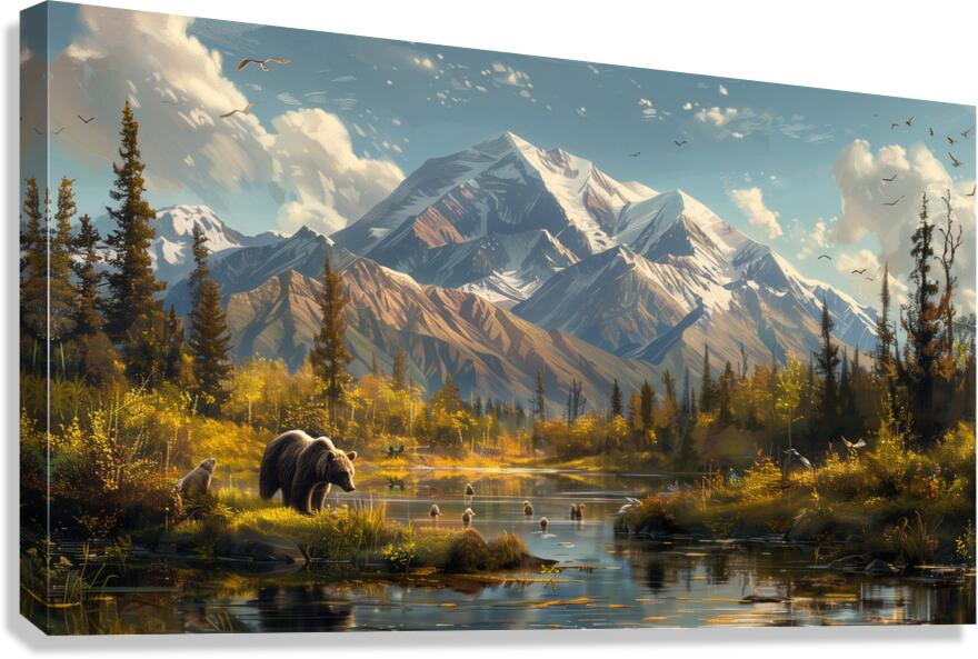 An Alaskas dreamlike Denali mountain scene with b Canvas Print