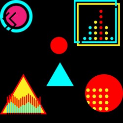 retro zigzags circle triangle