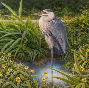 back road heron acrylic 18x18