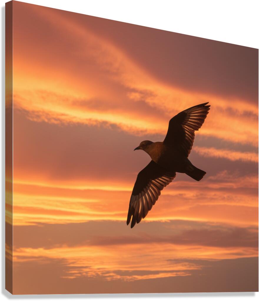 a stunning photograph of a bird soaring through t Canvas Print