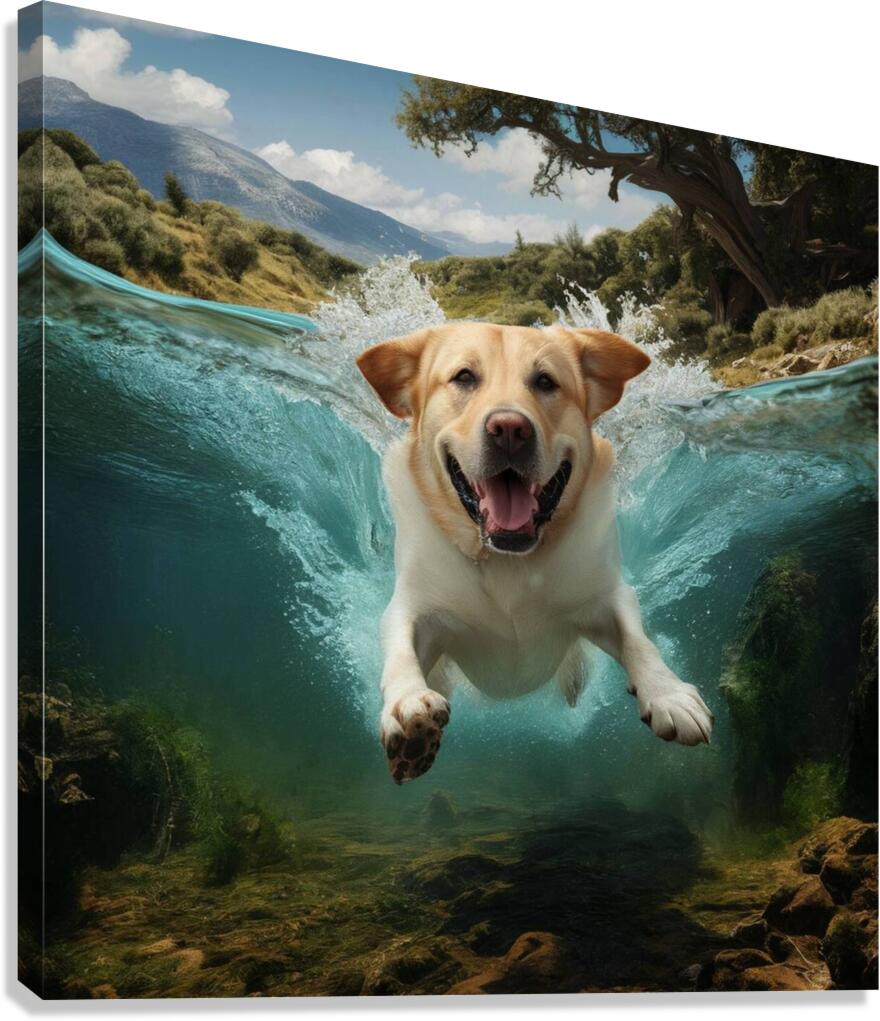 un labrador retriever enthousiaste plonge  Canvas Print