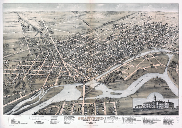 Brantford Ontario Canada Vintage Map circa 1875 by Canadian Retro