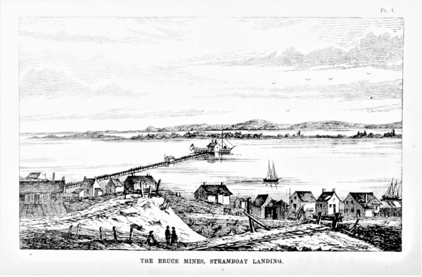 Bruce Mines Ontario Canada - Steamboat Landing - Vintage Canadian Drawing - circa 187318 by Canadian Retro