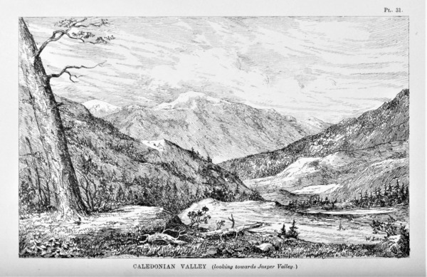 Jasper National Park Alberta Canada - Caledonian Valley - Caledonia Mountain - Vintage Drawing - circa 1873 by Canadian Retro