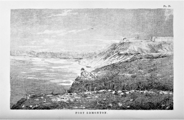 Fort Edmonton Alberta Canada - Vintage Drawing From The North Saskatchewan River - circa 1873 by Canadian Retro