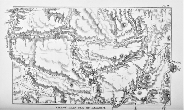 Kamloops British Columbia Canada - Jasper to Kamloops Vintage Map - circa 1873 by Canadian Retro