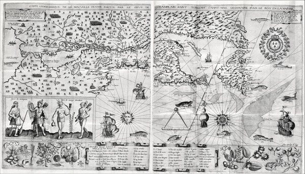 New France Map -  Mr de Champlain - Modern Day Quebec - circa 1612 by Canadian Retro
