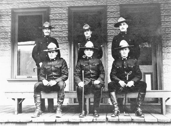 Six Police Officers Posed On Porch - Dawson Yukon Territory Canada - circa 1917 by Canadian Retro