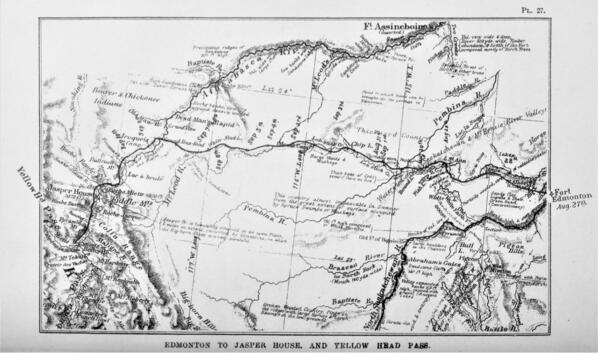 Edmonton to Jasper Alberta - Jasper House - Vintage Travel Map - circa 1873 by Canadian Retro