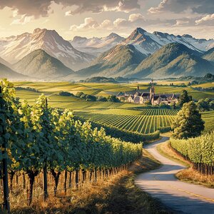 captivating landscape sketch featuring rolling