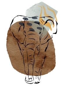 Modern African elephant painting for living room